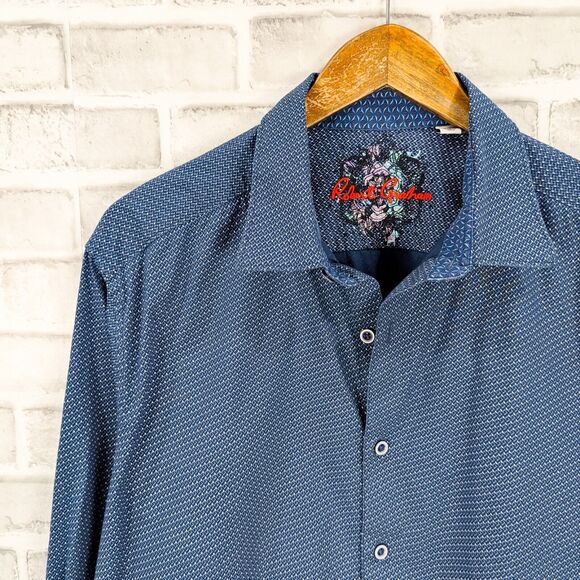 Robert Graham Men's Classic Fit 2XL Button up Shirt blue geo cotton - Picture 4 of 5